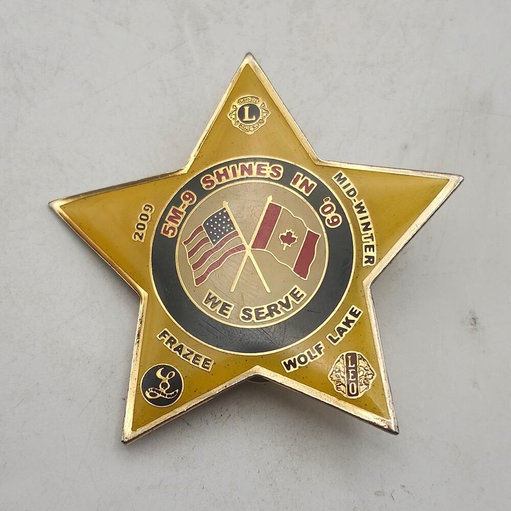 2009 Lions Club 5M-9 Mid-Winter Frazee Wolf Lake USA Canada Star Double Post Pin